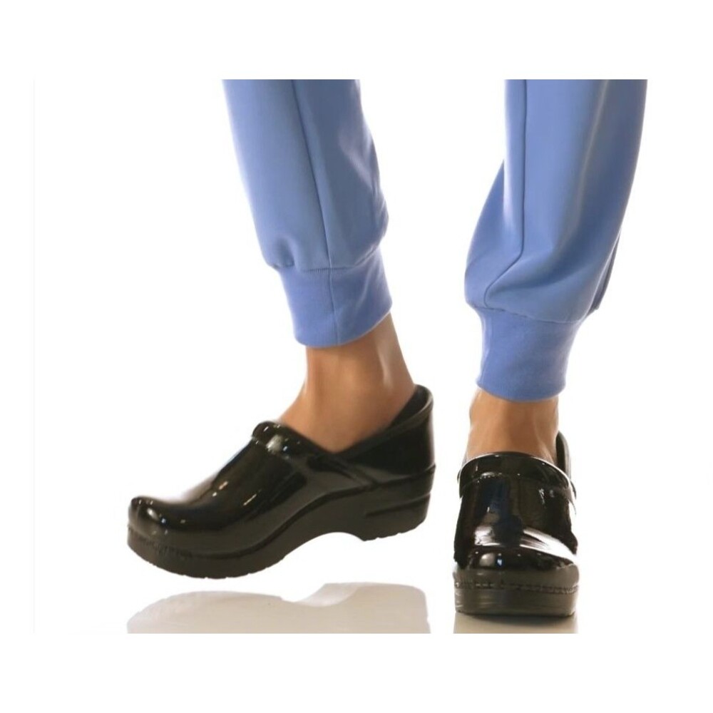 Dansko Professional Black Patent Leather Clogs Sz 36 US 6 Platform Nurse Comfort